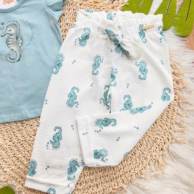 Conj. Blusa Cavalo Marinho e Calça Pantacourt - Verde